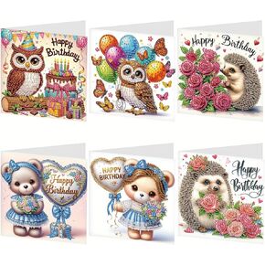 Tontut 6pcs Art Art Painting Kit Card Card ، Dragonfly 5D Diy Diamond Handmade Holiding Glitter Griting مع مظروف ، تهنئة هدية العطلة