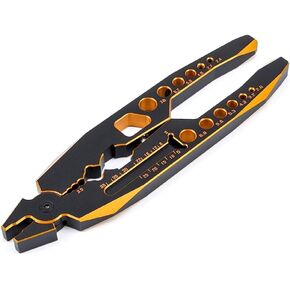 KingVal Metal Multifunction RC Shock Absorber Plier Tie Rod Ball Joint Clamp RC Tool for 1/8 1/10 RC Car (Black-Gold)