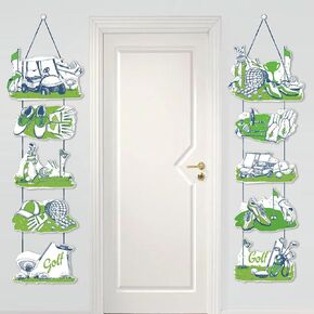 2Pcs Golf Party Porch Sign Door Hanging Banner Golf Theme Party Favors Door Sign Hanging Banners for Birthday Retirement Baby Shower Party Decorations