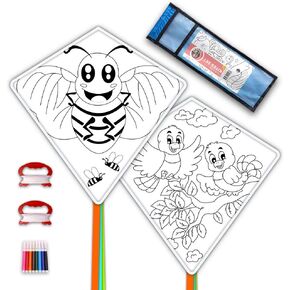 DIY Kites for Kids Kite Making Kit Bulk, Decorating Coloring Kite Party Pack,White Diamond Kite Kits (3 Pack)