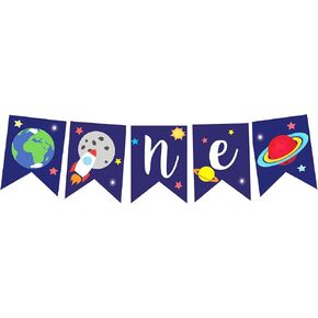 First Trip Around The Sun Decorations - Outer Space Planets High Chair Banner, Space Party Supplies (Multicolor)