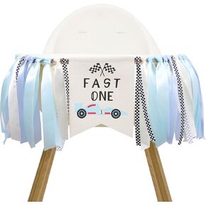 Race Car Birthday High Chair Banner - Two Fast High Chair Birthday Banner, Blue Car Two Fast Decorationsm,Vintage Race Car Boy 2nd Bday Banner (two fast)