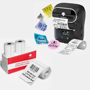 Phomemo M110 Portable Thermal Label Maker with 3 Roll 1.97"x3.15" Thermal Sticker Labels for Bussiness/Design/Barcode,Black on White,100 Labels/Roll