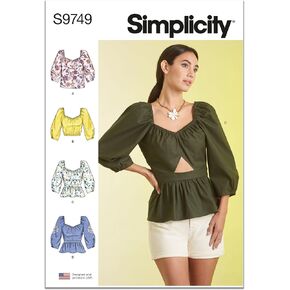 Simplicity يغيب عن قمم حزمة نمط الخياطة ، الرمز S9749 ، الأحجام 8-10-12-14-16 ، متعدد الألوان ، متعدد الألوان