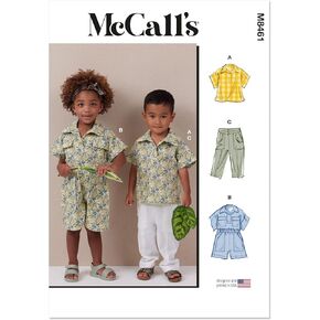 McCall's M8461A Toddlers 'Top ، Romper and Calsle Length Pants Pattern Packet ، Code Code M8461 ، أحجام 1/2-1-2-3-4