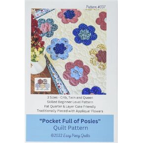 Easy Pottice Meaints LLC Pocket ممتلئ بنمط لحاف Posies ، Multi