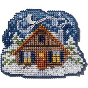 Mill Hill Cozy Cabined Cross Cross Stitch Ornament Kit 2024 Winter Holiday MH182434 ، 3 "× 3" ، Multi