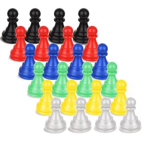28pcs قطع ألعاب متعددة الألوان ، وبيادق اللعبة تشمل 24 قطعة شطرنج و 4 قطع ألعاب لألعاب الطاولة