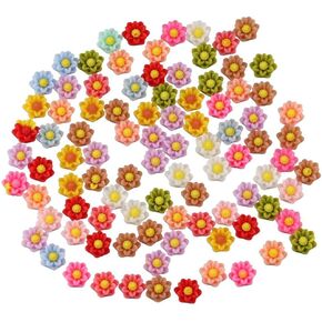 Uniquer 200 PCS Mini Flower Resin Flatback,Daffodils Shape Cabochons Flatback Beads,No Hole Mini Flowers for DIY Scrapbooking Craft