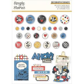 Simple Stories Say Cheese Classic Mouse Decorative Brads 27 Brads, 4 Chipboard