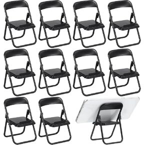 DOITOOL MINI كرسي كرسي قابل للطي حامل: 12 PCS DOLL HOUSE نماذج كرسي قابلة للطي 1: 6 مقياس مصغرة كراسي قابلة للطي كراسي بلاستيكية صغيرة لدمى الديكور