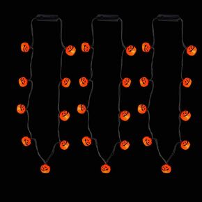 3 Pcs Light Up Necklace, 3 Modes Pumpkin Lights for Halloween Decoration, Novelty Jewelry, Trick or Treat Accessories for Party Favors & Gifts