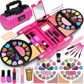 Kids Makeup Kit for Girl - Kids Kids Kids Makeup Kit Toys for Girls Apomable Real Make for Little Girls ، مجموعة مكياج الأطفال ، والأطفال الصغار غير السامين ، يتظاهرون بمجموعتي مستحضرات ، من العمر 3-12 عامًا
