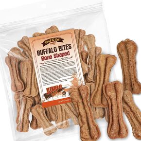 Gootoe Buffalo Dog Treats, Buffalo Bites Bone Shaped 1.5 lb – Natural Low-Fat Chews for Training & Rewards, Limited Ingredient, Resealable Bag, Perfect for Small Dogs & Puppies