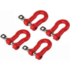 4pcs 1:10 RC Tow -Tow Stackles Metal Towing Towing Hook Poincle Accessories for 1/10 RC Crawler Car Truck SCX10 D90 TRX4 (Red)