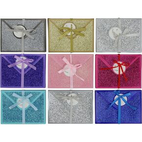 Iconikal Christmas Holiday Foil Embossed Gift Card Holder Boxes with Ribbon, Set of 9