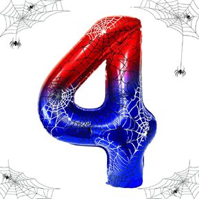 40 Inch Spider Theme Number 3 Foil Balloons Large Mylar 3rd Number Balloon for Kids Spider Web Design Helium Aluminum Birthday Anniversary Party Decorations Supplies