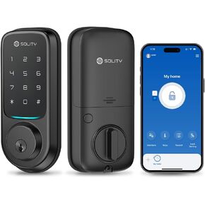 Solity No-Hub Smart Digital Door Lock, Designed in Korea, Keyless Entry, Wi-Fi, Remote Control, Touchscreen Keypad, Auto Lock, IP54 Waterproof, Satin Nickel GT10K in Saudi Arabia
