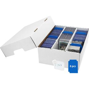 صناديق البطاقات الرياضية 2400 COUNT CARTBOARD CARDORD BOX WITHY مع 8 فواصل و 50 من الأكمام ، صندوق تخزين لتخزين وجمع TCG/MAGIC/MTG