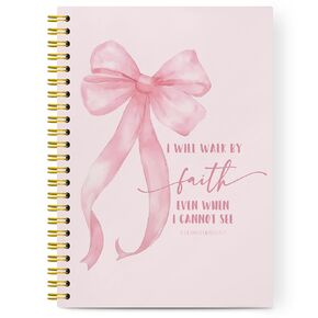 VONTP Pink Bow Notebook,Christian Bible Verse Spiral Notebook Hardcover,College Ruled Notebook Journal for Writing,Christian Gifts for Women Teen Girls,5.5x8.3