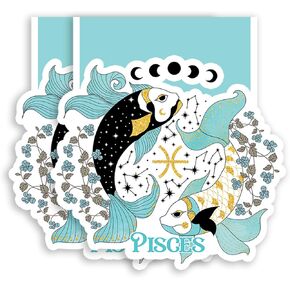 (2Pcs) Pisces Horoscope Magnetic Bookmark Zodiac Book Page Markers Gift for Reading Lover Nerd Book Addict Bookish Bookworm Reader Office Stationery - Size 2.6"x2.3" When Folded