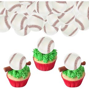 68 PCS Edball Baseball Cupcake Toppers Wefer Paper Sports Decorations Decorations Edable Baseball Game.