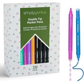 Simply Genius Cool Markers & Pattern Pens - Cute Stuff for School - Set of 10 with 5 Designs - Curve Highlighter Pen Set for Girls and Boys - Great Gift Idea - Fun Pens for Art & Scrapbook Supplies