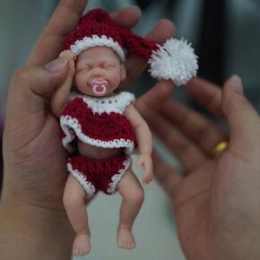 Mire & Mire Reborn Baby Dolls, 4.5 Inch Sleeping Full Silicone Mini Baby Doll with Feeding Accessories Smile Realistic Baby Doll