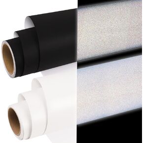 WRAPXPERT Reflective Vinyl for Cricut, 2 Rolls Reflective Vinyl Permanent - 2 Colors Vinyl (Black,White) Reflective Vinyl for Mailbox Numbers, Cars, Trucks, Motorcycles, Bikes, Helmets