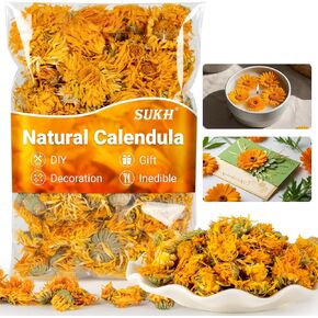 Sukh Dried Calendula - الزهور الطبيعية والأعشاب 3oz التقويم السائبة ، الزهور MARIGOLD FORMALS لصنع الصابون ، شمعة ، قنابل حمام ، أكياس وديكور منزل الزفاف
