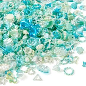 Assorted Plastic Beads Heart Moon Flower Bowknot Leaf Beads and Charms Hot Pink Random Kandi Beads Cute Phone Charm Kit for Crafts DIY Lanyard Jewelry Making Supplies