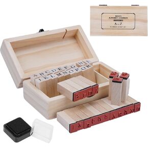 UCEC Letter Stamps, 70pcs Alphabet Stamps for Clay, Wooden Rubber Letter Number and Symbol Stamp Set for Scrapbooking Supplies DIY Craft Card Making