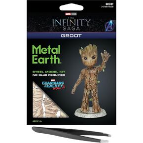 Fascinations Metal Earth Guardians of The Galaxy Groot Color 3D Metal Model Kit Bundle with Tweezers