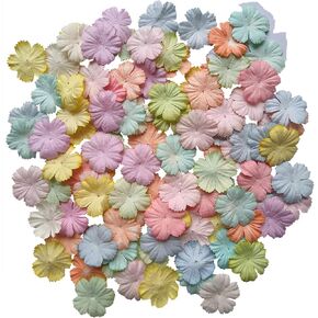 100 pcs Assorted Light Colors Five-Petal Sakura Cherry Blossoms Size 1 inch (Pastel Color Tone)
