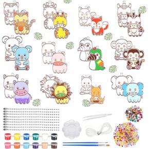 فيكنبال 24 مجموعات حيوانات الغابة Suncatcher Kits Bulk for Kids Diy Window Decor