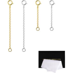 Gold Necklace Extenders 14k Gold Plated Extender Chain 925 Sterling Silver Extension Bracelet Extender Gold Chain Extenders for Necklaces 3 Pcs (1 2 3 Inch)(Gold)