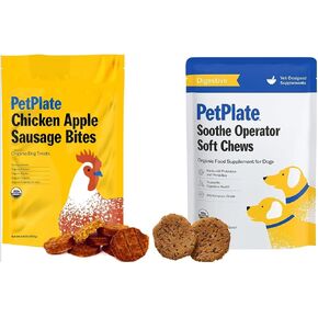 حزمة بطن Petplate Puppy - دجاج أبل النقانق الكلب وتهدئة المشغل مكملات الدعم الجهاز الهضمي المشغل