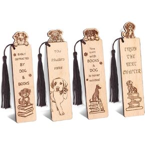 4Pcs Wooden Bookmarks for Women Men Flower Book Marker Bulk Cute Bookmarks Aesthetic Funny Bookmark Tassels Personalized Book Accessories Funny Flower Gifts for Book Lovers Coworker Reader Adults