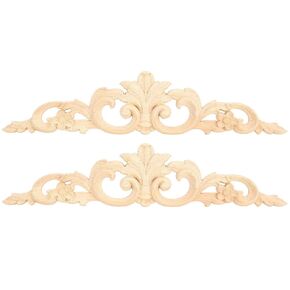Tissting 2pcs Wood Corner Corner Onlay Disterique غير مصممة على الطراز الأوروبي النمط الخشبي المنحوت للأثاث المنزلي زخرفة (18 × 9x0.7 سم/7.1x3.5x0.3in)