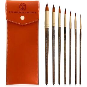 Medici Series - Round Sable Watercolor Brushes (7 Pieces), Outstanding Color Flow, Durable Design & Precision Shape Retention