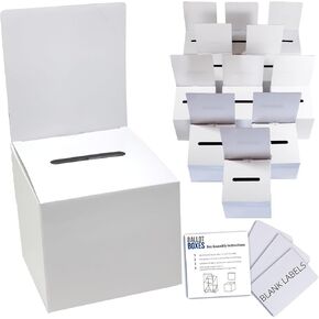 ALBEN Ballot Box for Suggestions Donations Raffles White Glossy Cardboard Boxes with Removable Header in Medium Size 6x6x6 inches with Slot for Tickets and More (2 Pack) in Saudi Arabia