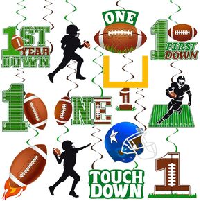 Football 1st Year Down Hanging Swirls Football Party Hanging Decoration Football Player Party Ceiling Streamers Football Birthday Party Decoration for Football Baby Shower Supplies