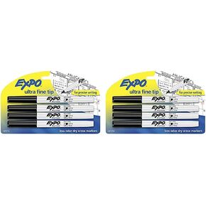 Expo Low-Odor Dry Erase Markers, Ultra-Fine Tip, Black, 4 Count