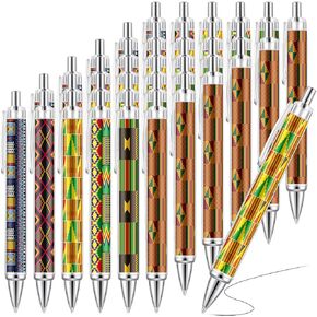 Eersida 36 Pcs Juneteenth Fist Freedom Day Black History Month Pens African Kente Print Ballpoint Kente Retractable Ball Pens Black History Month Graduation Gifts for Office Party Favors