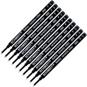 Schmidt 888 Safety Ceramic Rollerball Refill - حبر أسود (نصيحة غرامة 0.6 مم) - حزمة من 10