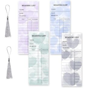 80 PCS قائمة قراءة إشارة إشارة مرجعية 3 × 8 بوصة القراءة سجل التعقب Notecards 2025 قائمة القراءة بطاقات المكتبات الشخصية مع شرابات للمعلمين ، والطلاب ، عشاق الكتب