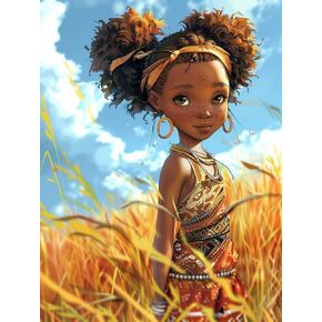 KITS Skryuie 5D African American Diamond Painting Kits - DIY Diamond Art Kits للبالغين الخريف ، تدريبات مستديرة كاملة - غرزة Crystal Cross - Craft Craft for Wall & Office Decor