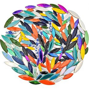 500g/1.1lb Willow Leaf Petal Shape Ceramic Mosaic,Irregular Mosaic Pieces for Home Decoration or DIY Crafts,Mosaic Making Supplies. (Ice Crystal Green)