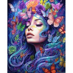 SVINOILER DIY Paint by Numbers for Adults, Butterfly Flower Woman Paint by Numbers DIY Painting Acrylic Paint by Numbers Painting Kit Home Wall Living Room Bedroom Decoration,16x20Inch