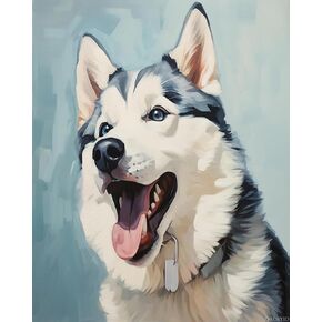 طلاء qacyid basty أرقام مجموعة أدوات الاكريليك DIY للكبار المبتدئين ، Siberian Husky ، Canvas Painting Gift Kit لعشاق الكلاب ، 40x50 سم ، بدون إطار